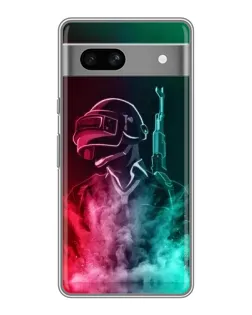 Чехол для Google Pixel 7A с картинкой «PUBG — огненный воин»