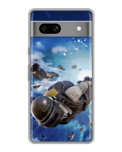 Чехол для Google Pixel 7A с картинкой «Десант PUBG — прыжок»
