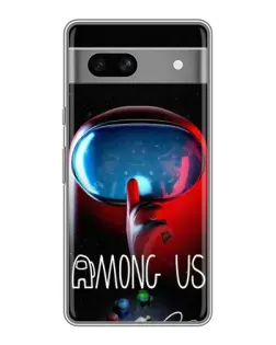 Чехол для Google Pixel 7A с картинкой «Красный импостер — макро»