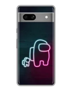Чехол для Google Pixel 7A с картинкой «Among Us неон-арт»