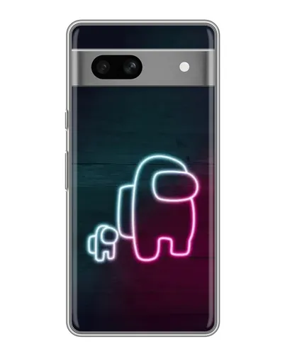 Чехол для Google Pixel 7A с картинкой «Among Us неон-арт»