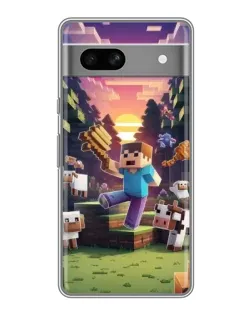 Чехол для Google Pixel 7A с картинкой «Стив на ферме»