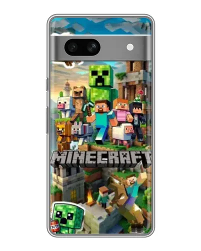 Чехол для Google Pixel 7A с картинкой «Замок Minecraft»