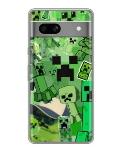 Чехол для Google Pixel 7A с картинкой «Криперы Minecraft»