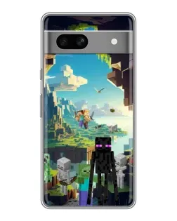 Чехол для Google Pixel 7A с картинкой «Эндермен в лесу»