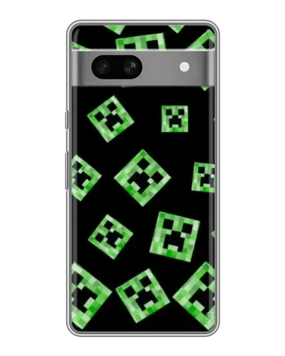Чехол для Google Pixel 7A с картинкой «Паттерн с криперами»