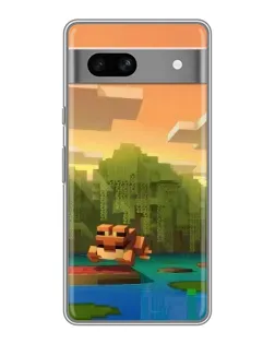 Чохол для Google Pixel 7A з картинкою «Майнкрафт захід сонця»