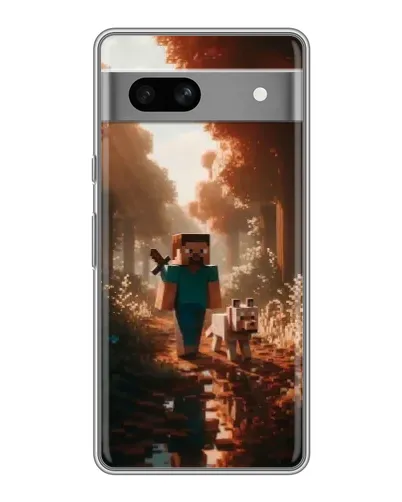 Чехол для Google Pixel 7A с картинкой «Стив в лесу»