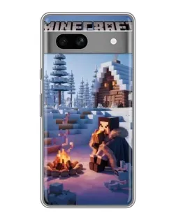 Чехол для Google Pixel 7A с картинкой «Зимний Minecraft»