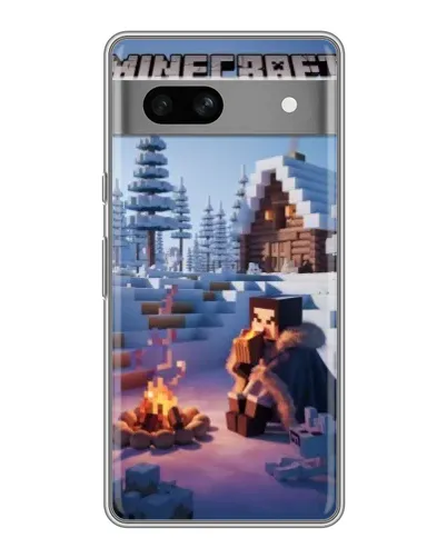 Чехол для Google Pixel 7A с картинкой «Зимний Minecraft»
