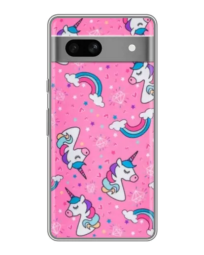 Чехол для Google Pixel 7A с картинкой «Unicorn паттерн розовый»