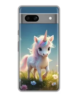 Чехол для Google Pixel 7A с картинкой «Единорог на поляне»