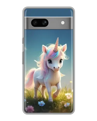 Чехол для Google Pixel 7A с картинкой «Единорог на поляне»