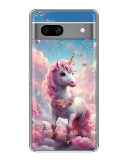 Чехол для Google Pixel 7A с картинкой «Единорог среди облаков»
