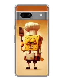 Чехол для Google Pixel 7A с картинкой «Губка Боб повар»