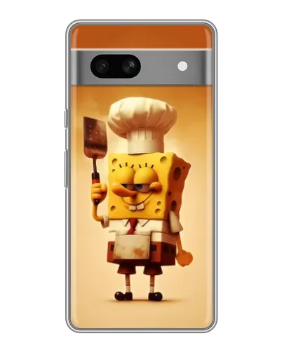 Чехол для Google Pixel 7A с картинкой «Губка Боб повар»