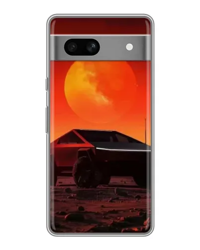 Чехол для Google Pixel 7A с картинкой «Cybertruck на Марсе»