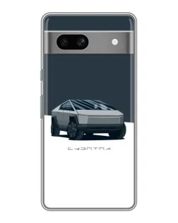 Чехол для Google Pixel 7A с картинкой «Серебристый Cybertruck Tesla»