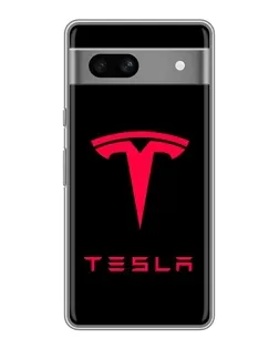 Чехол для Google Pixel 7A с картинкой «Tesla Red Logo»