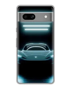 Чехол для Google Pixel 7A с картинкой «Tesla в неоне»