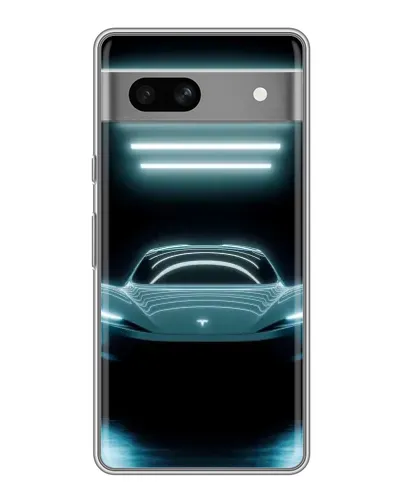 Чехол для Google Pixel 7A с картинкой «Tesla в неоне»