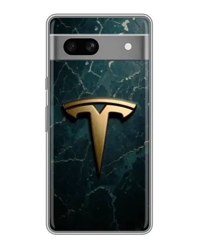 Чехол для Google Pixel 7A с картинкой «Мраморная Tesla Gold»