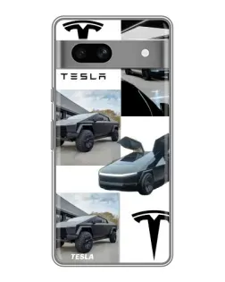 Чехол для Google Pixel 7A с картинкой «Коллаж Cybertruck Tesla»