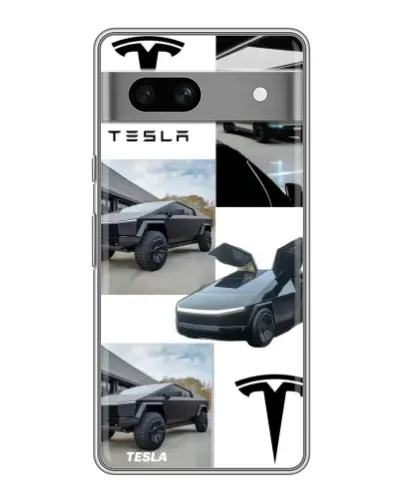 Чехол для Google Pixel 7A с картинкой «Коллаж Cybertruck Tesla»