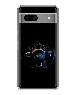 Чехол для Google Pixel 7A с картинкой «Салон Audi — руль»