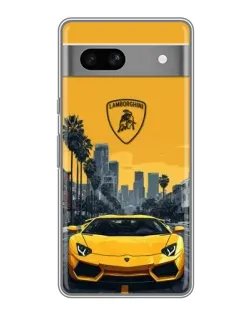 Чехол для Google Pixel 7A с картинкой «Желтый Lamborghini город»