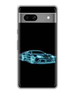 Чехол для Google Pixel 7A с картинкой «Неоновый контур Lamborghini»