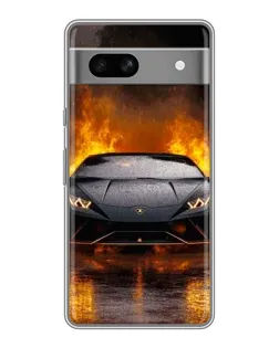 Чехол для Google Pixel 7A с картинкой «Lamborghini в огне»