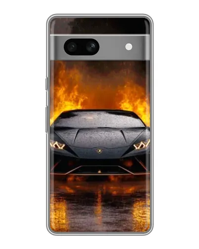 Чехол для Google Pixel 7A с картинкой «Lamborghini в огне»