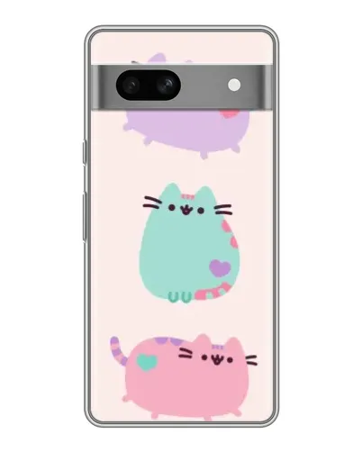 Чехол для Google Pixel 7A с картинкой «Pusheen трио»
