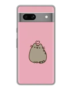 Чехол для Google Pixel 7A с картинкой «Pusheen сердце»