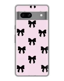 Чехол для Google Pixel 7A с картинкой «Черные банты Coquette»