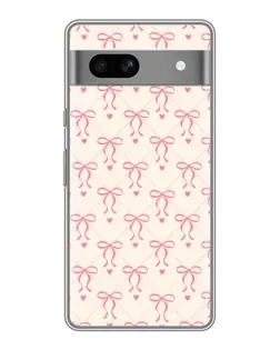 Чехол для Google Pixel 7A с картинкой «Розовые бантики Coquette»