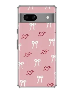 Чехол для Google Pixel 7A с картинкой «Сердца и банты»