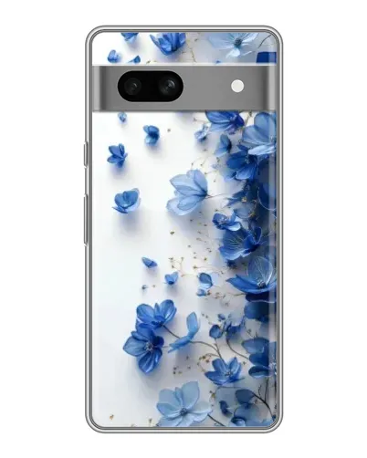 Чехол для Google Pixel 7A с картинкой «Голубой цветочный каскад»