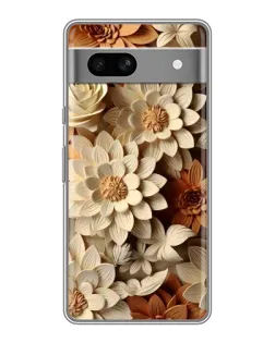 Чехол для Google Pixel 7A с картинкой «Бежевый флористический декор»
