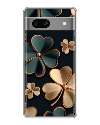 Чехол для Google Pixel 7A с картинкой «Клевер в золоте»