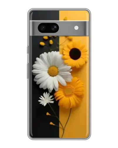 Чехол для Google Pixel 7A с картинкой «Подсолнух и ромашка»