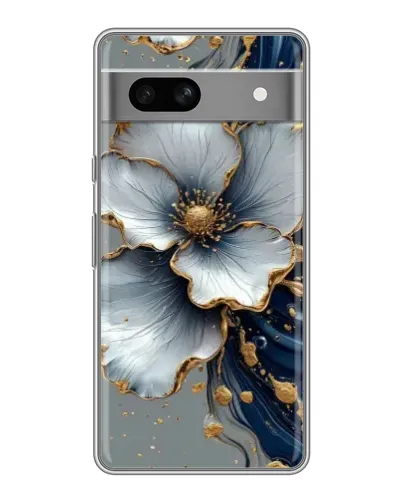Чехол для Google Pixel 7A с картинкой «Белый цветок и золотой флюид»