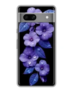 Чехол для Google Pixel 7A с картинкой «Фиолетовые цветы с росою»