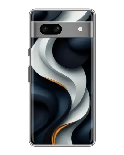 Чехол для Google Pixel 7A с картинкой «Объемные черно-белые ленты»