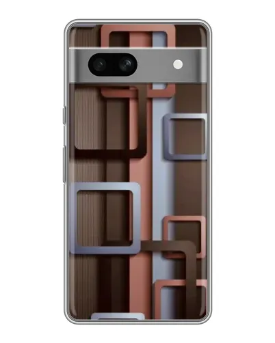 Чехол для Google Pixel 7A с картинкой «Коричневые объемные квадраты»