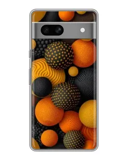Чехол для Google Pixel 7A с картинкой «Объемные оранжевые сферы»
