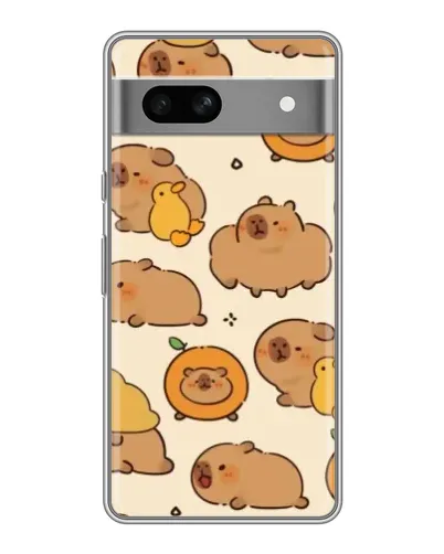 Чехол для Google Pixel 7A с картинкой «Капибары с апельсинами»