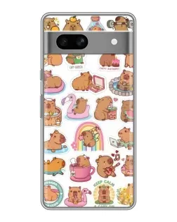 Чехол для Google Pixel 7A с картинкой «Капибары набор»