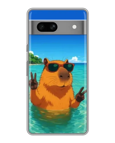 Чехол для Google Pixel 7A с картинкой «Морская капибара»